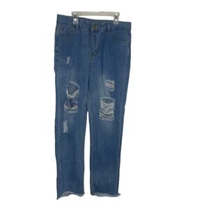 blue jeans size large denim for women women's distressed trendy boho